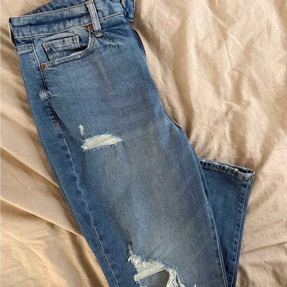 Old Navy O.G. Straight Higher High Rise Blue Distressed Women Jeans